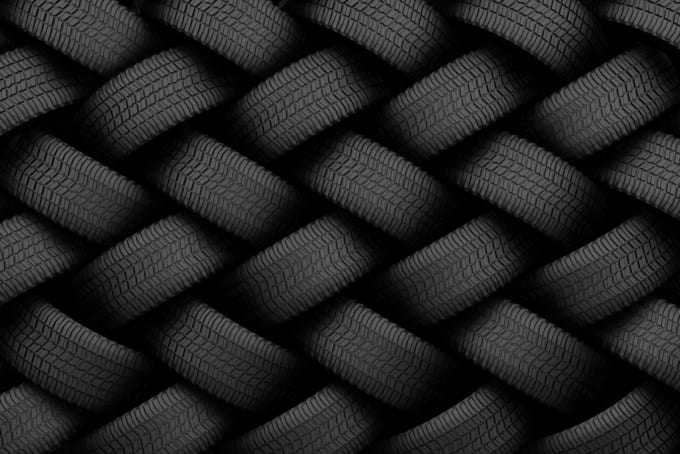 Black tire rubber.