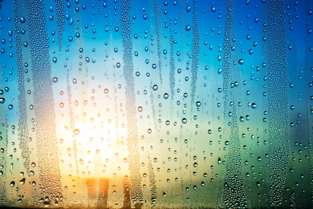 Condensation on the glass.