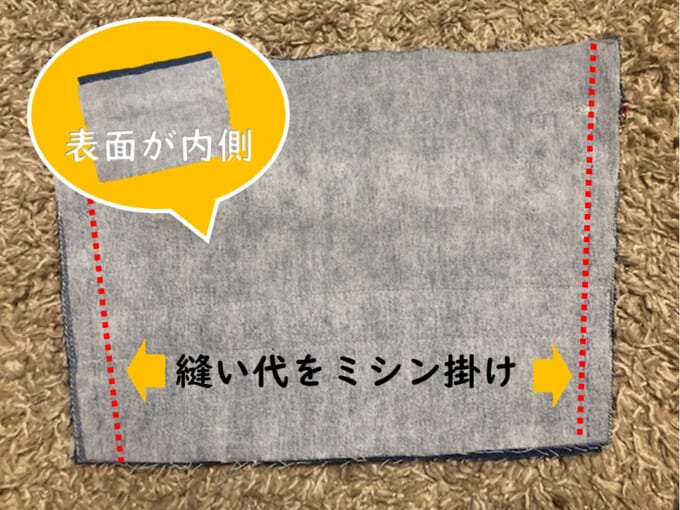 １縫い代をミシン掛け