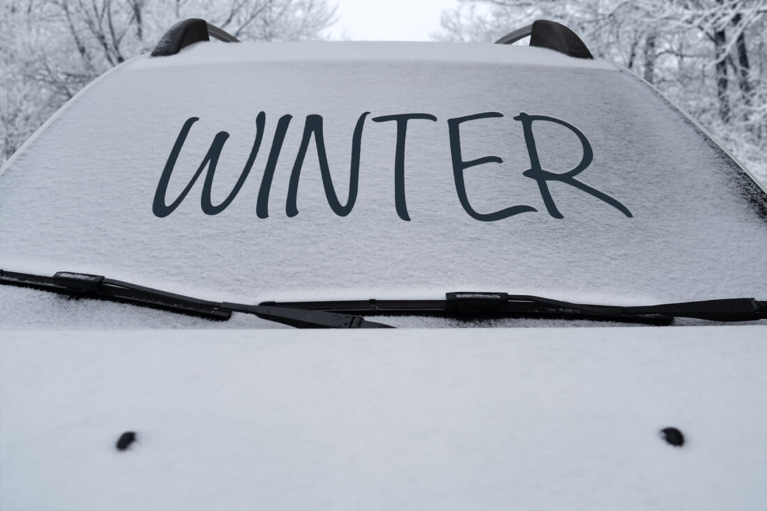 Parked car with snow