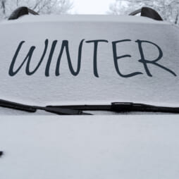 Parked car with snow