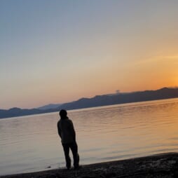 田沢湖夕日