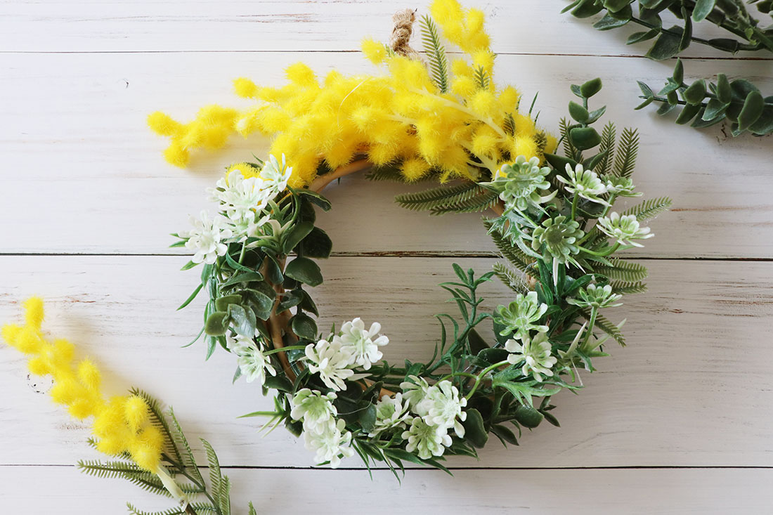 鮮やかyellowミモザのリース② ✳︎春の訪れを告げる鮮やかyellow